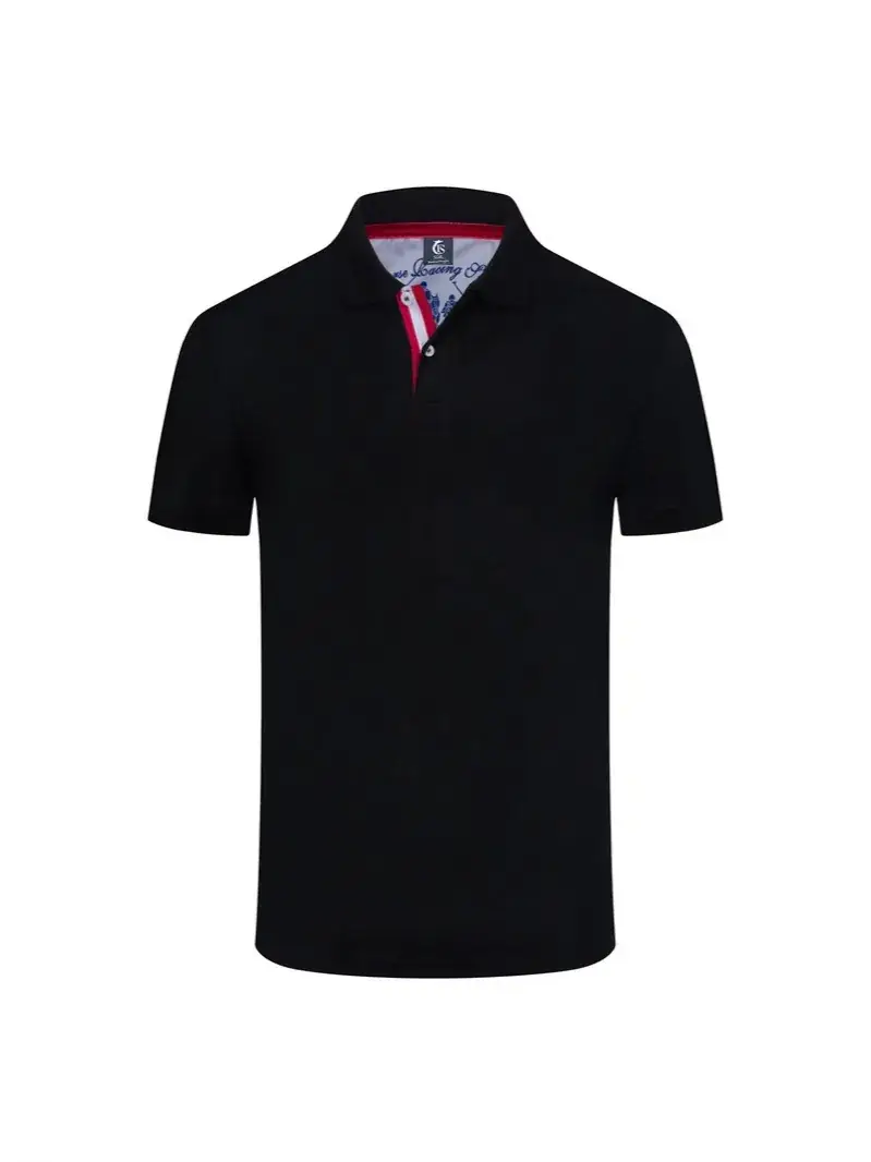 Men Yellow Polo Shirt Short Sleeve Lapel Cultural Design - Image 12