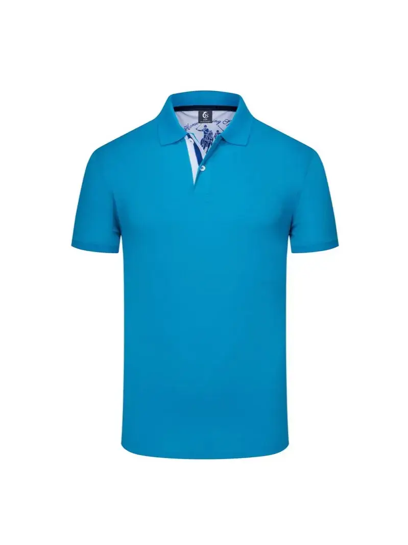 Men Yellow Polo Shirt Short Sleeve Lapel Cultural Design - Image 13