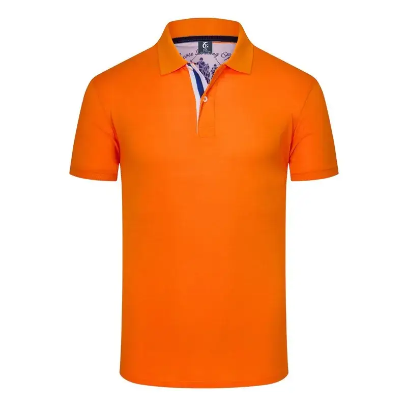 Men Yellow Polo Shirt Short Sleeve Lapel Cultural Design - Image 2