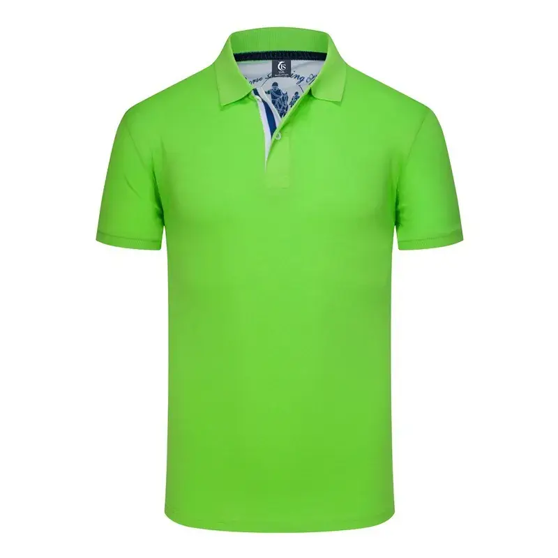 Men Yellow Polo Shirt Short Sleeve Lapel Cultural Design - Image 3