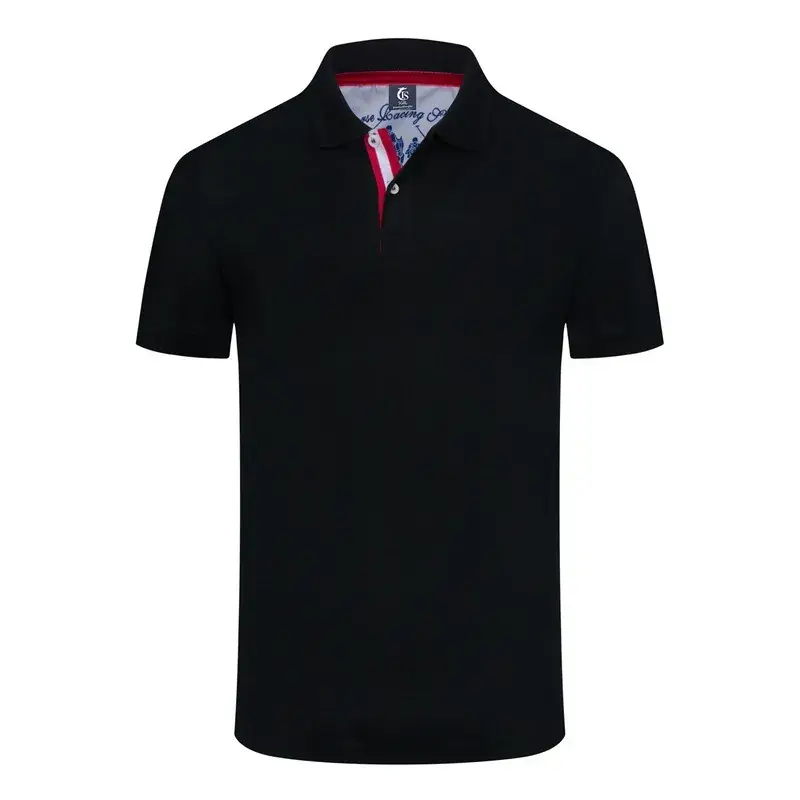 Men Yellow Polo Shirt Short Sleeve Lapel Cultural Design - Image 4