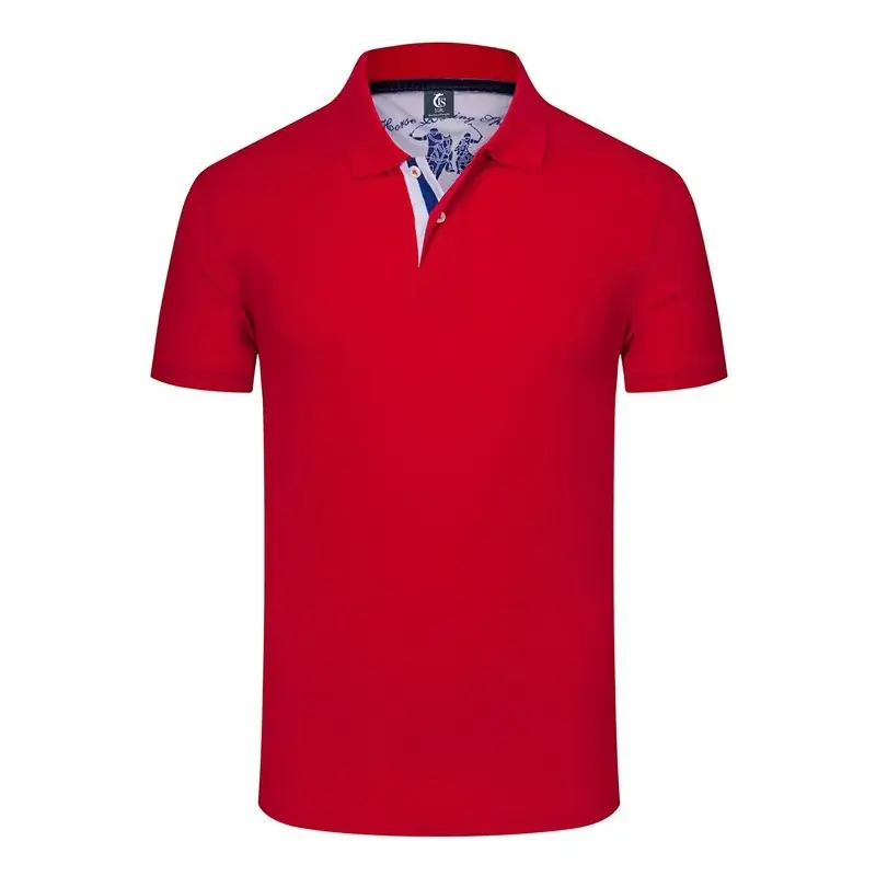 Men Yellow Polo Shirt Short Sleeve Lapel Cultural Design - Image 5