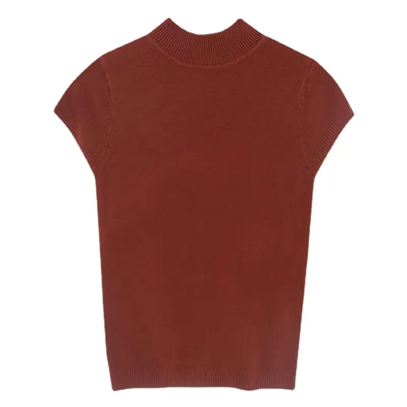 Women's Green Knit Half-High Neck Vest Top - Image 11