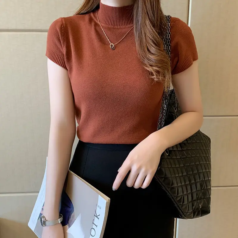 Women's Green Knit Half-High Neck Vest Top - Image 9