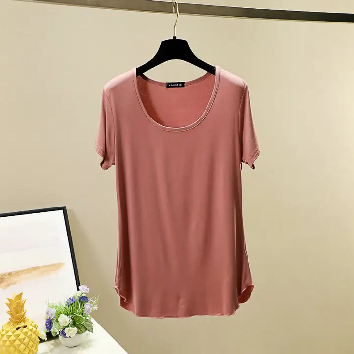 Women Korean Style Round Neck Candy Color T-Shirt