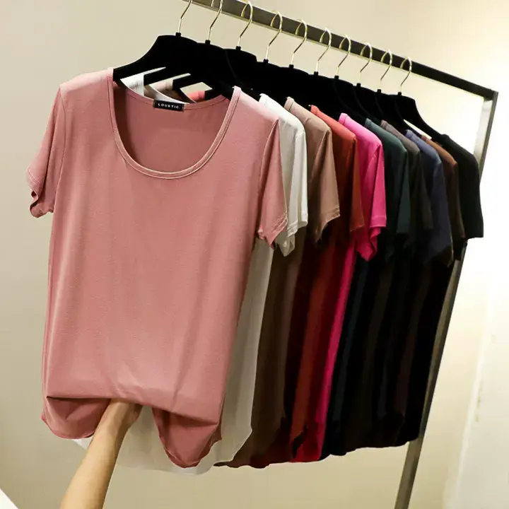 Women Korean Style Round Neck Candy Color T-Shirt — feature 10