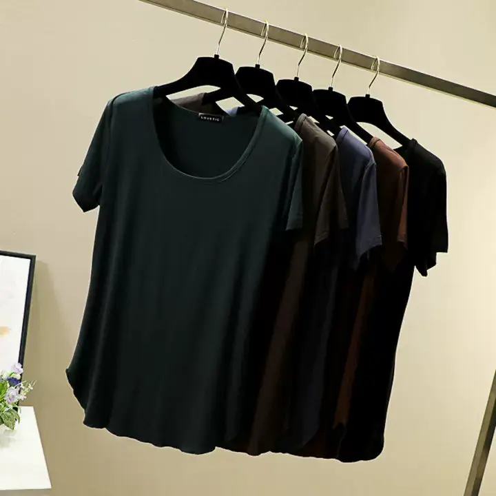 Women Korean Style Round Neck Candy Color T-Shirt — feature 13