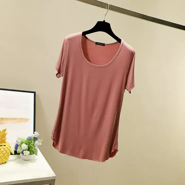 Women Korean Style Round Neck Candy Color T-Shirt — feature 31