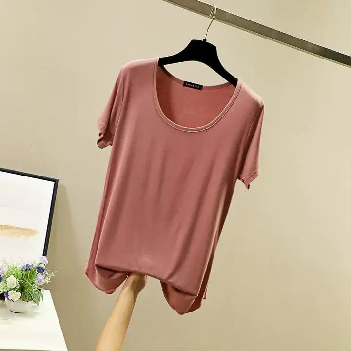 Women Korean Style Round Neck Candy Color T-Shirt — feature 32