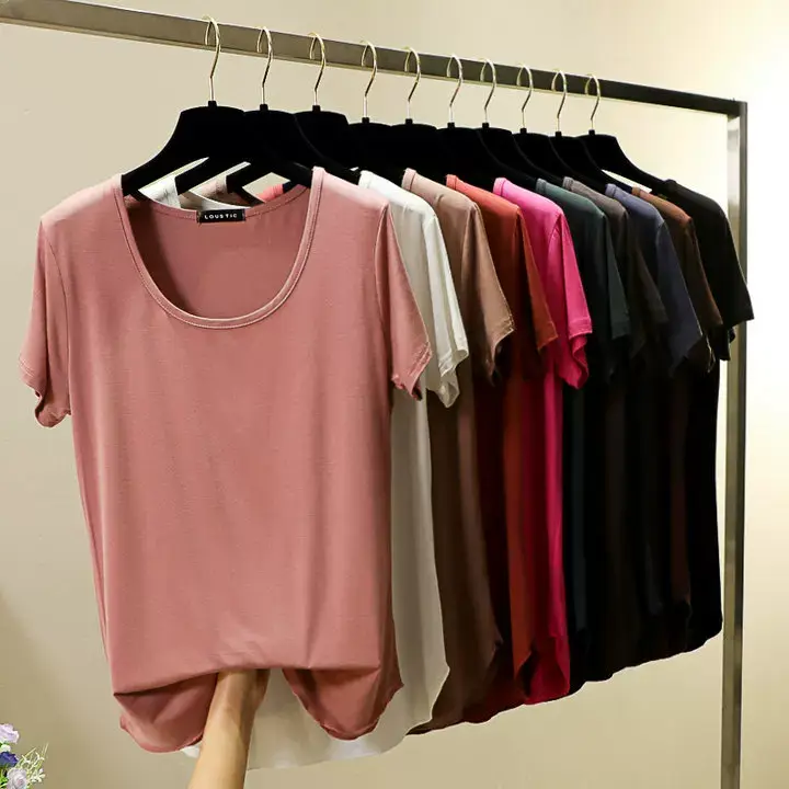 Women Korean Style Round Neck Candy Color T-Shirt — feature 9