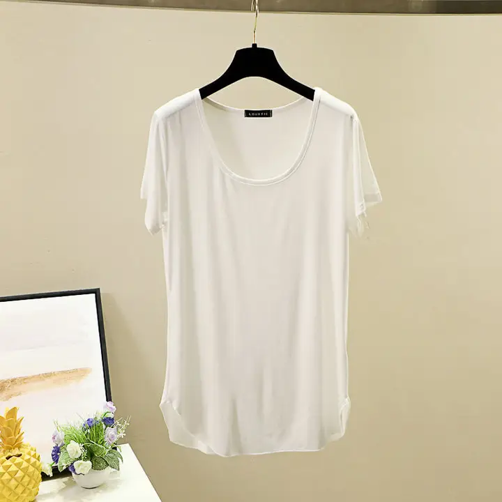 Women Korean Style Round Neck Candy Color T-Shirt