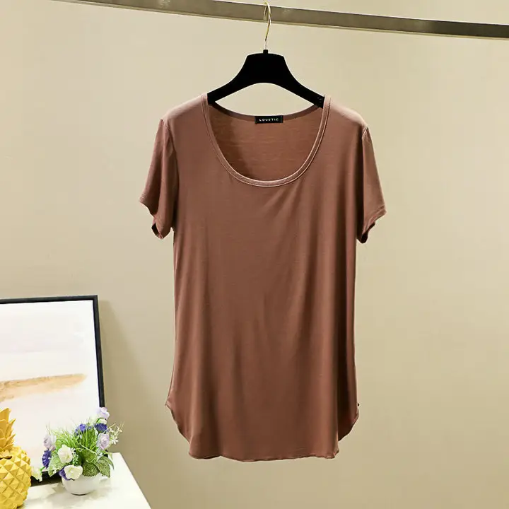 Women Korean Style Round Neck Candy Color T-Shirt