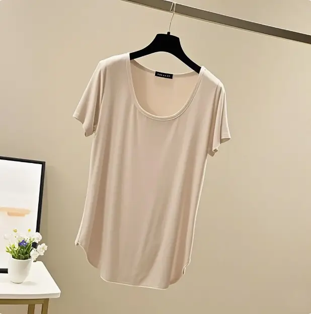 Women Korean Style Round Neck Candy Color T-Shirt