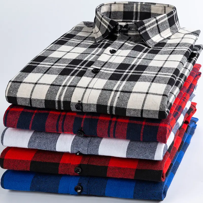Men's Red Blue Plaid Slim Fit Shirt - Image 9