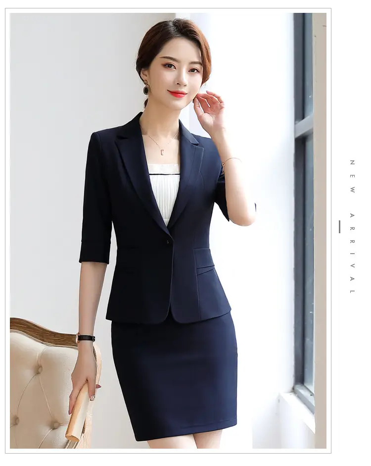 Korean Style Black Business Suit Women Middle Sleeve Two Piece — feature 18