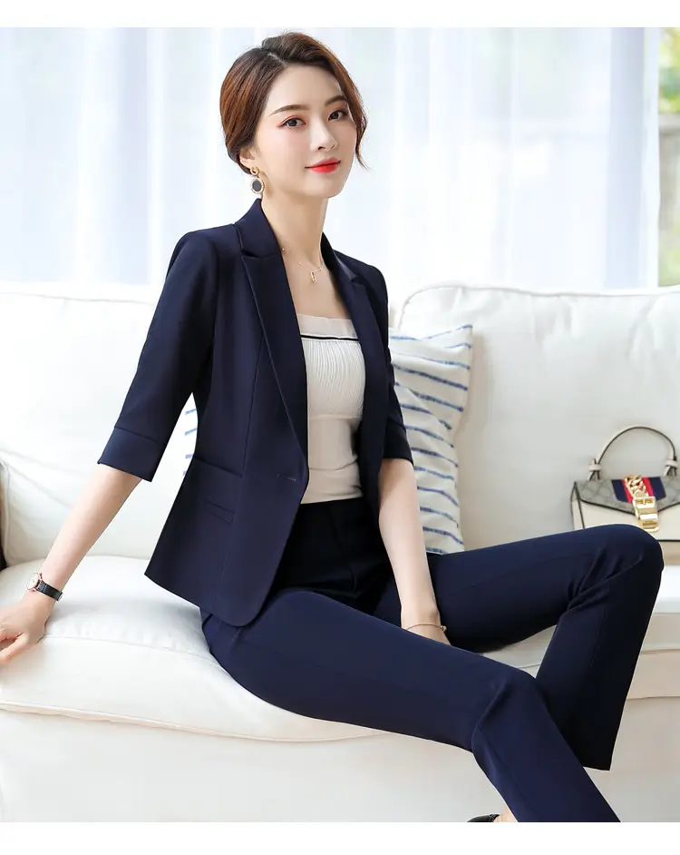 Korean Style Black Business Suit Women Middle Sleeve Two Piece — feature 19