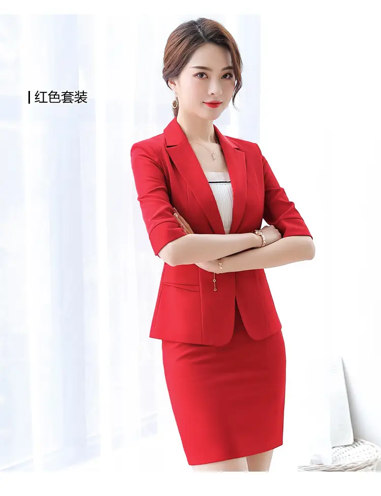 Korean Style Black Business Suit Women Middle Sleeve Two Piece — feature 21