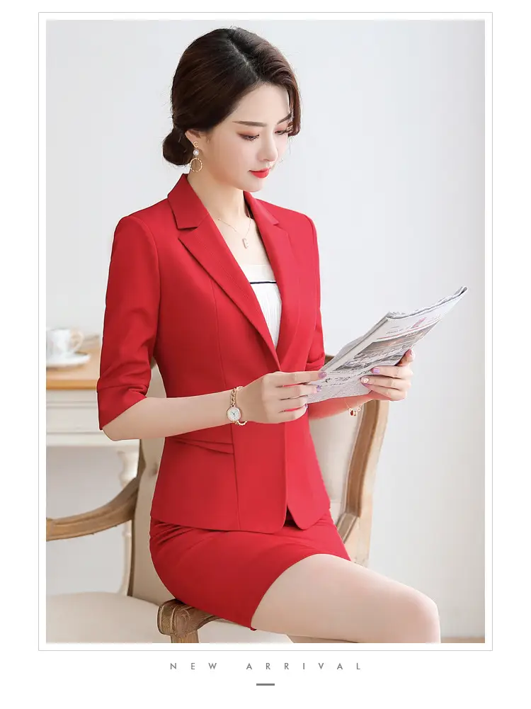 Korean Style Black Business Suit Women Middle Sleeve Two Piece — feature 22