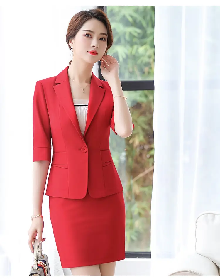 Korean Style Black Business Suit Women Middle Sleeve Two Piece — feature 23