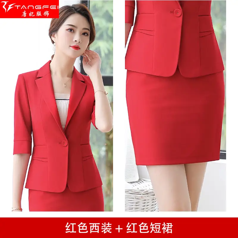 Korean Style Black Business Suit Women Middle Sleeve Two Piece - Image 10