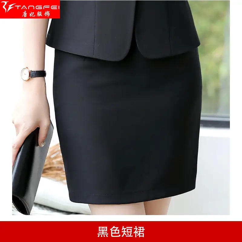 Korean Style Black Business Suit Women Middle Sleeve Two Piece - Image 4