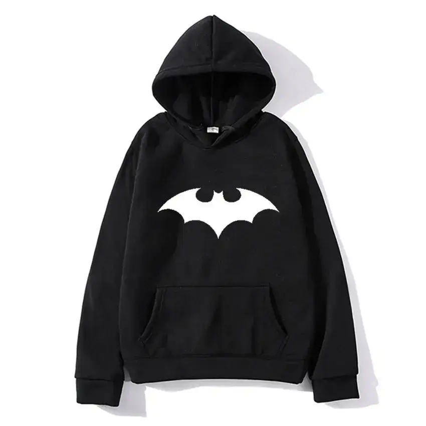 White Batman Printed Hooded Sweatshirt for Men Women - Image 2