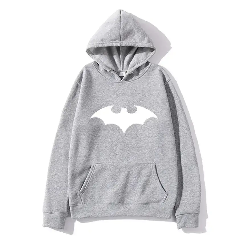 White Batman Printed Hooded Sweatshirt for Men Women - Image 3