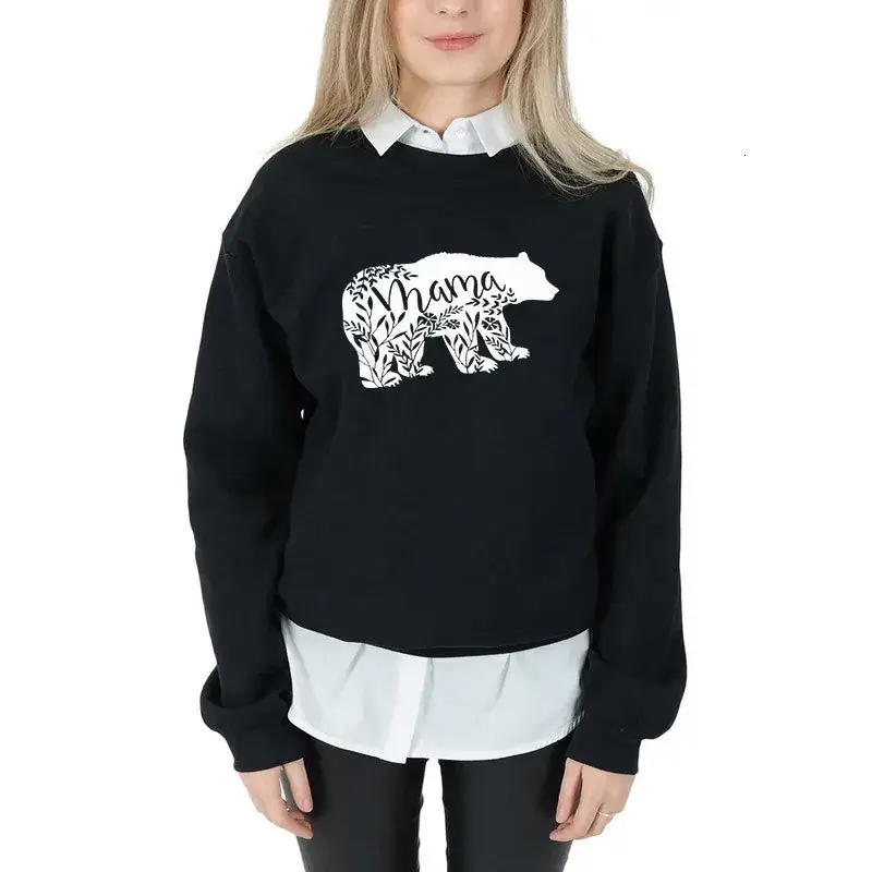 Mama Bear Print Crewneck Sweatshirt White - Image 2