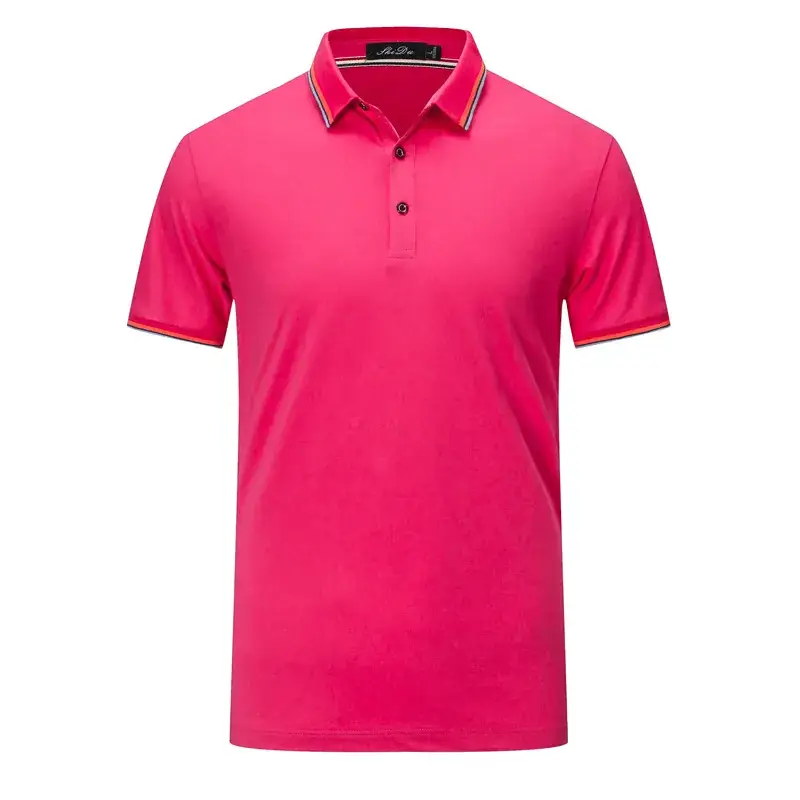 Men Red Polo T-Shirt with Red Trim - Image 10