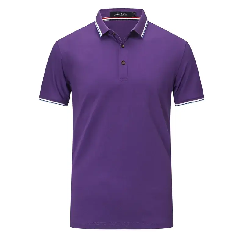 Men Red Polo T-Shirt with Red Trim - Image 3