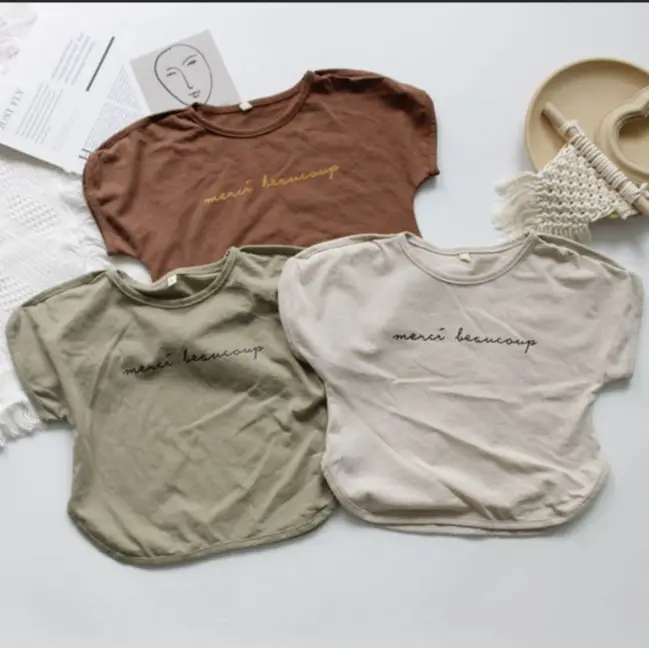 2024 Summer Kids T-Shirts Korean Printed Round Neck