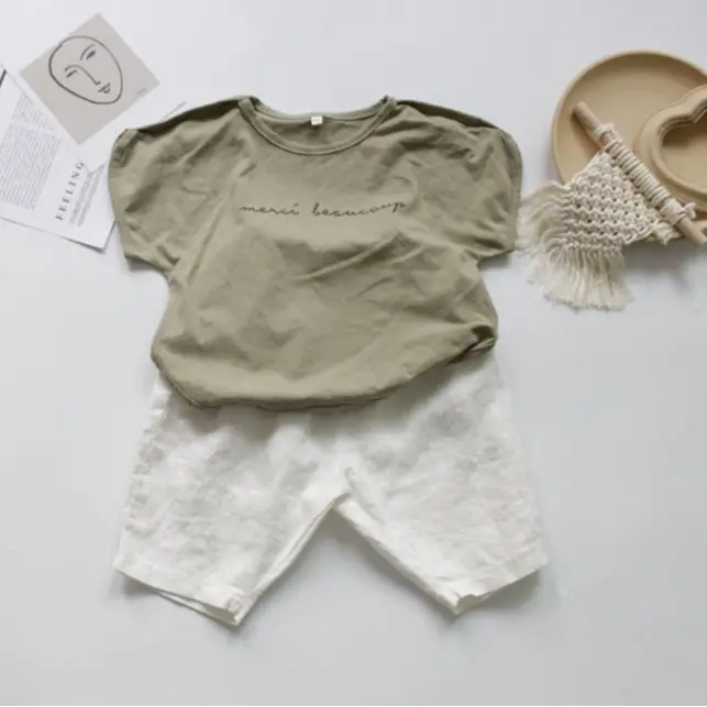 2024 Summer Kids T-Shirts Korean Printed Round Neck