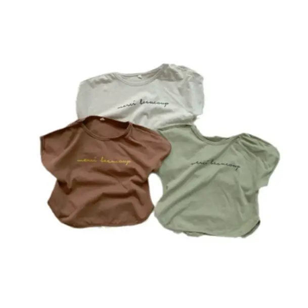 2024 Summer Kids T-Shirts Korean Printed Round Neck
