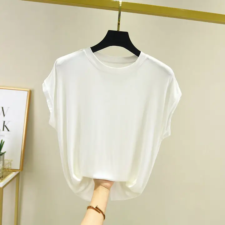 Women's Red Round Neck Vest Sleeveless T-Shirt Large