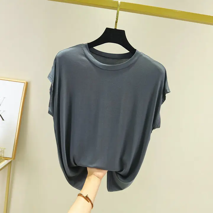 Women's Red Round Neck Vest Sleeveless T-Shirt Large