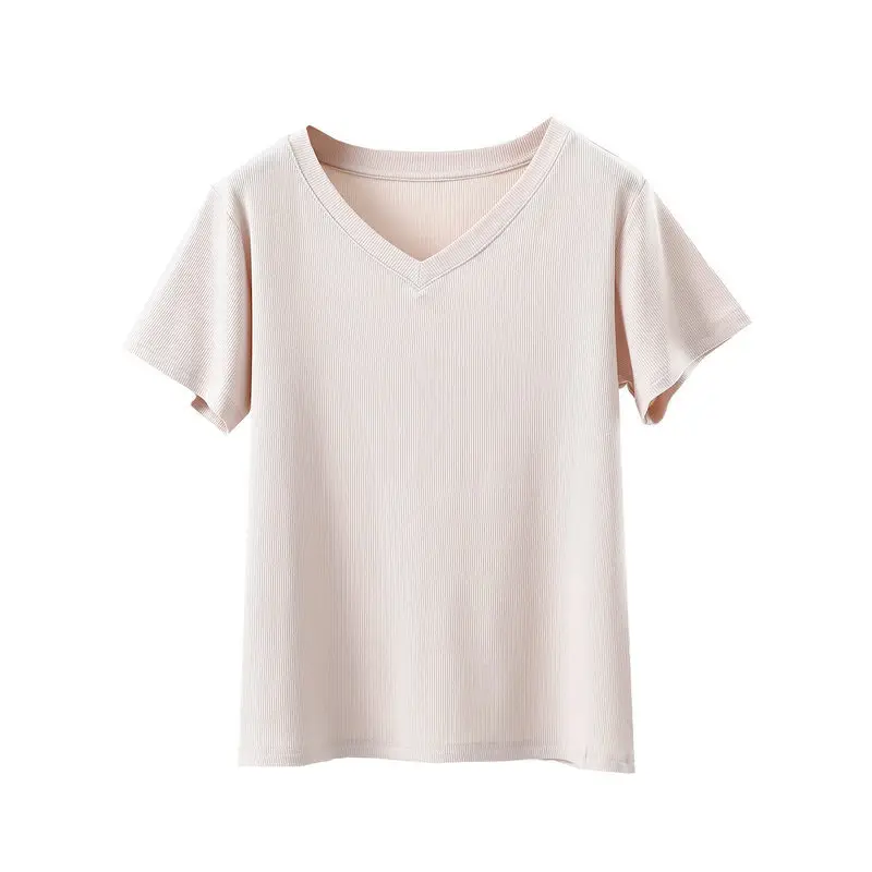 Women V-Neck T-Shirt Yellow 2025