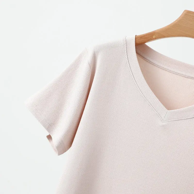 Women V-Neck T-Shirt Yellow 2025 — feature 12