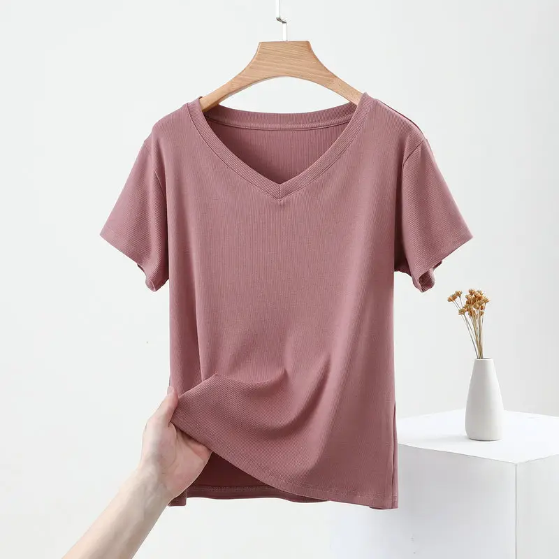 Women V-Neck T-Shirt Yellow 2025 — feature 16