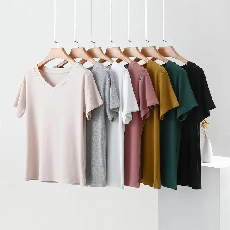 Women V-Neck T-Shirt Yellow 2025 — feature 2