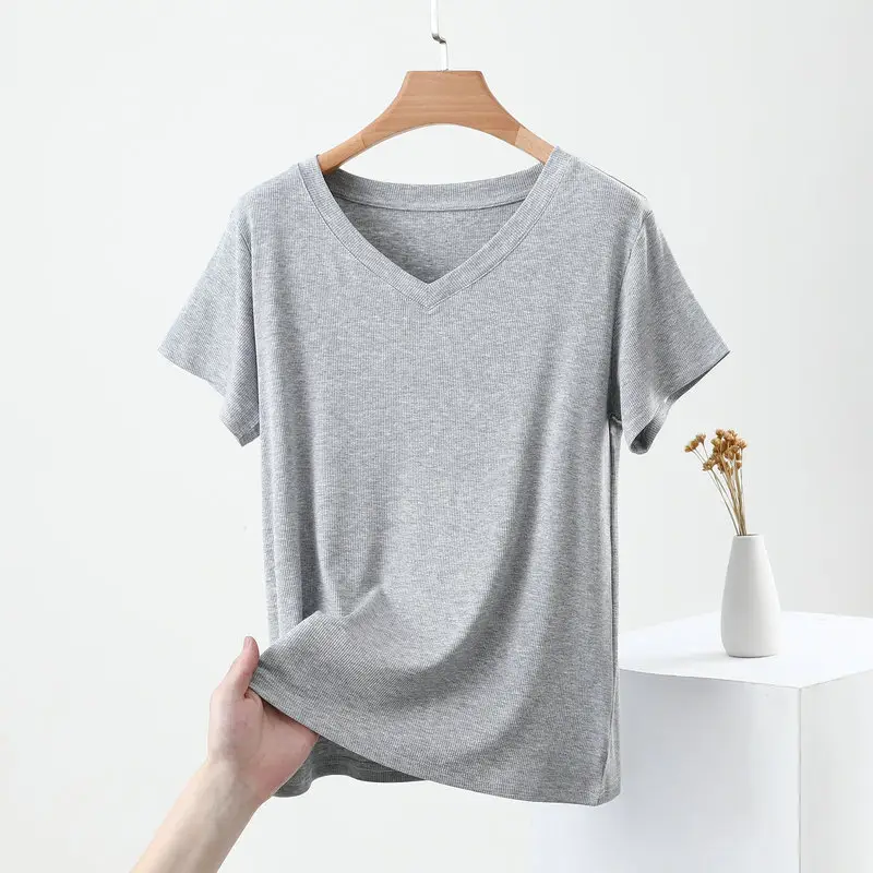 Women V-Neck T-Shirt Yellow 2025 — feature 4