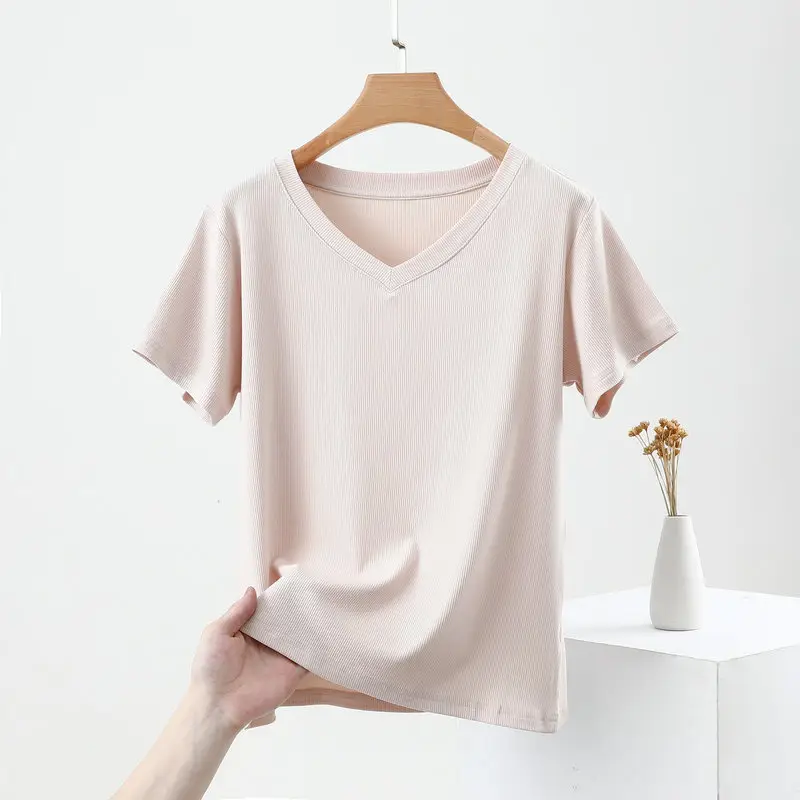 Women V-Neck T-Shirt Yellow 2025 — feature 9
