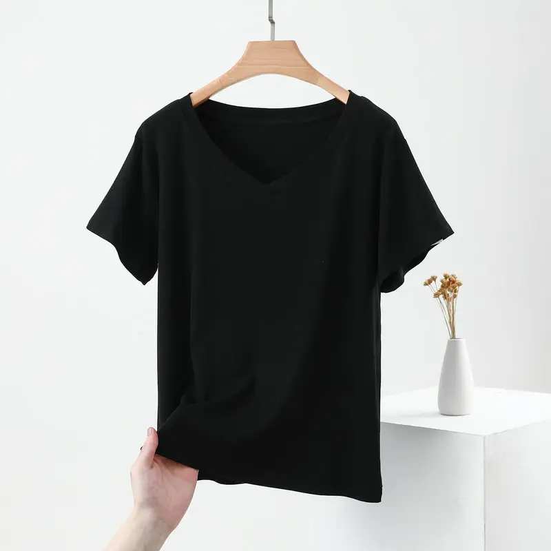Women V-Neck T-Shirt Yellow 2025