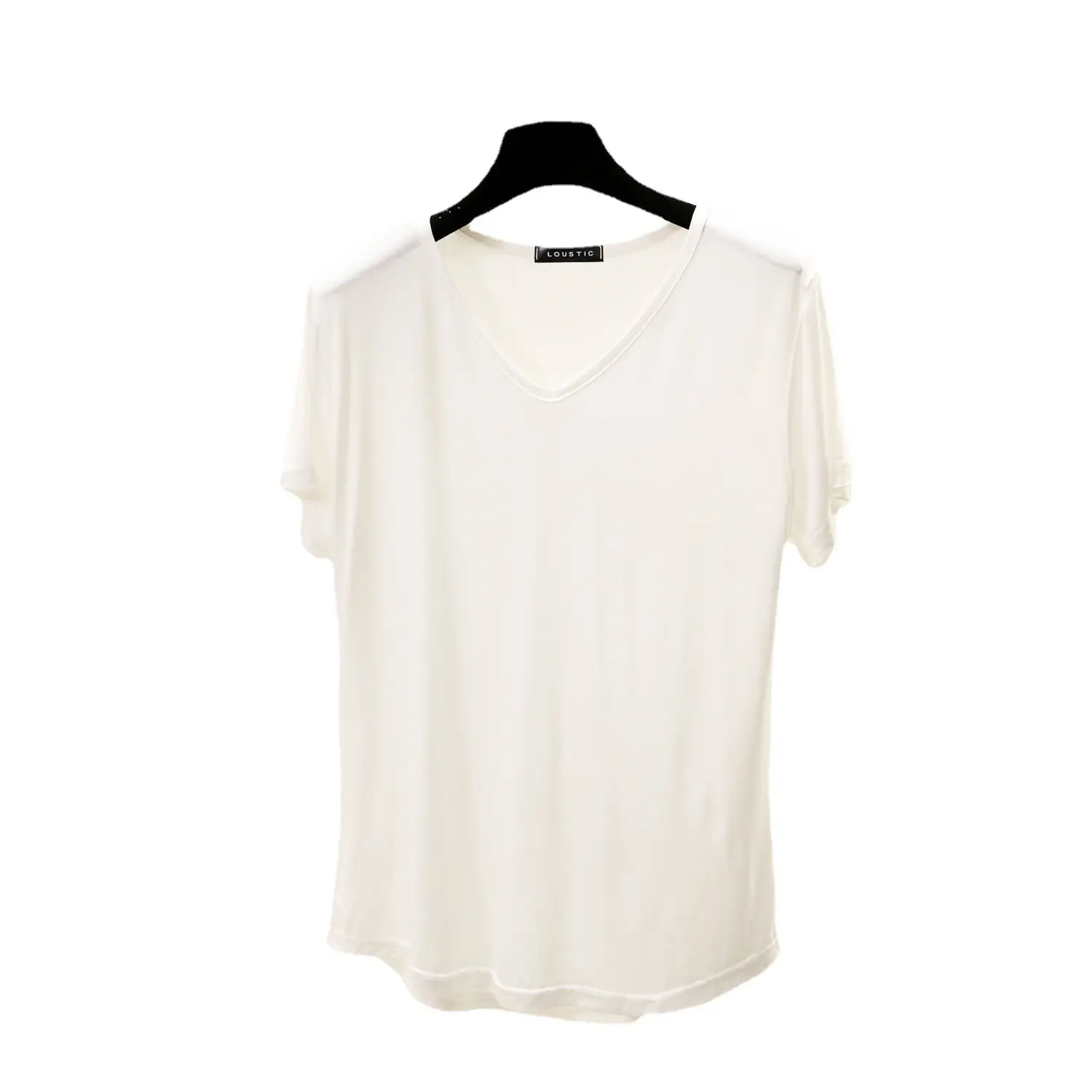 Black V-Neck Loose T-Shirt for Women Plus Size - Image 14