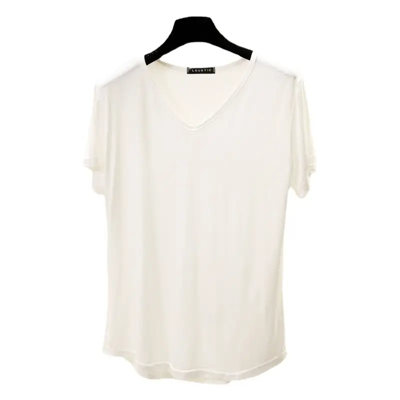 Black V-Neck Loose T-Shirt for Women Plus Size