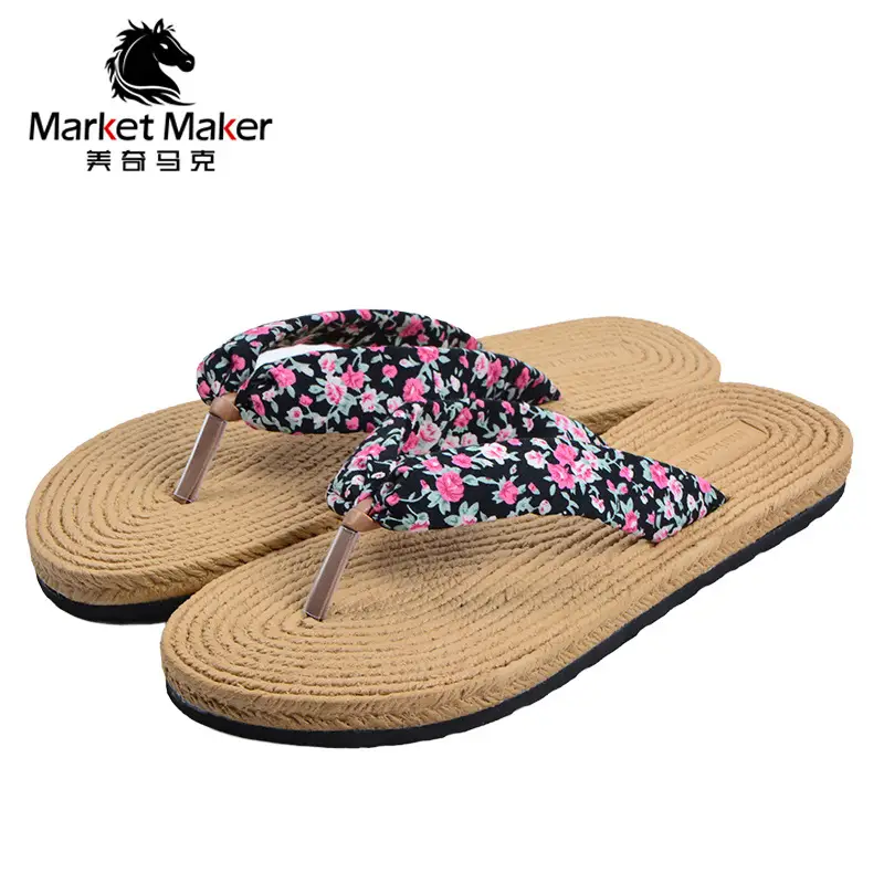 Slippers for Women, Flip-Flops for Women, New Casual Summer Cotton and Linen Fashionable Beach Flats Soles, Eva Non-Slip Beach - Image 3