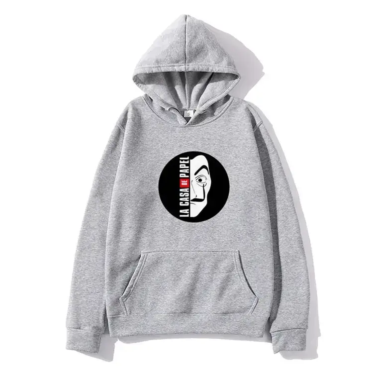 Men's Hooded Sweatshirt Beige Hot Money Heist Print - Image 6
