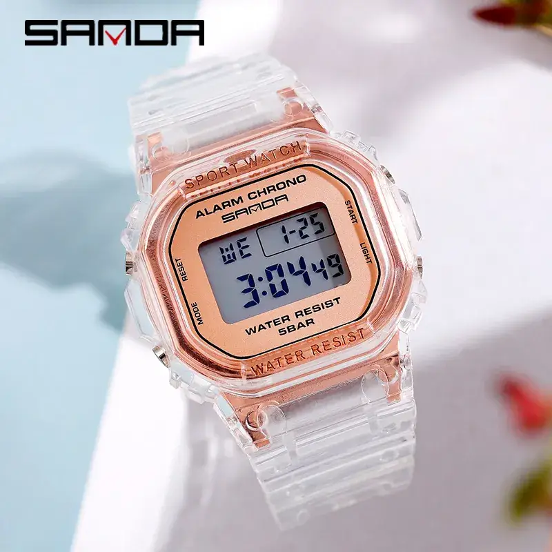 Sanda Black Digital Alarm Watch Water Resistant Multi-Function - Image 9