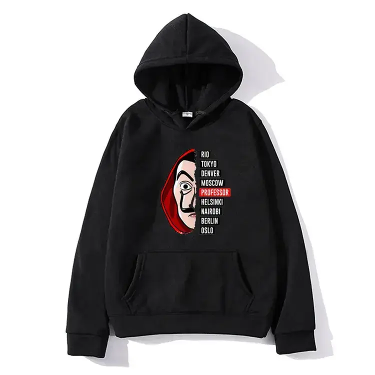 Money Heist Hooded Pullover for Men Women Grey - Image 27