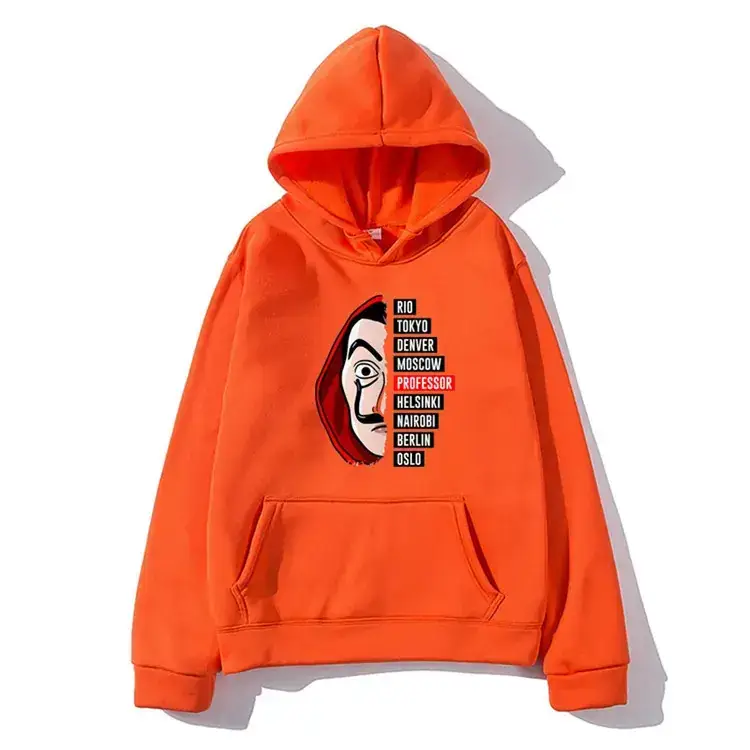 Money Heist Hooded Pullover for Men Women Grey - Image 28
