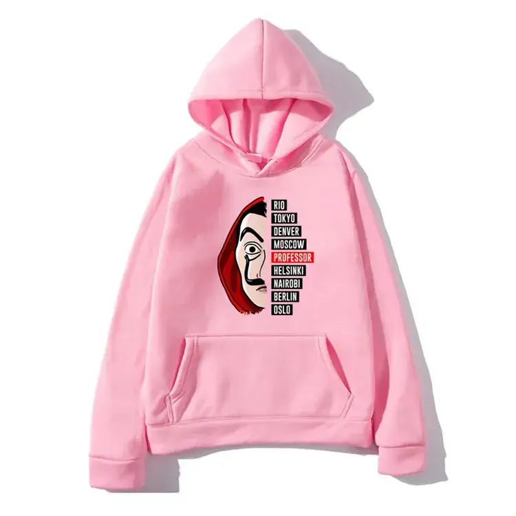 Money Heist Hooded Pullover for Men Women Grey - Image 11